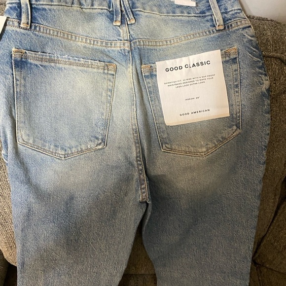 Good American NWT Good Classic Denim Jeans Size 0/25 MSRP $169 Indigo (28x28) - Picture 4 of 5